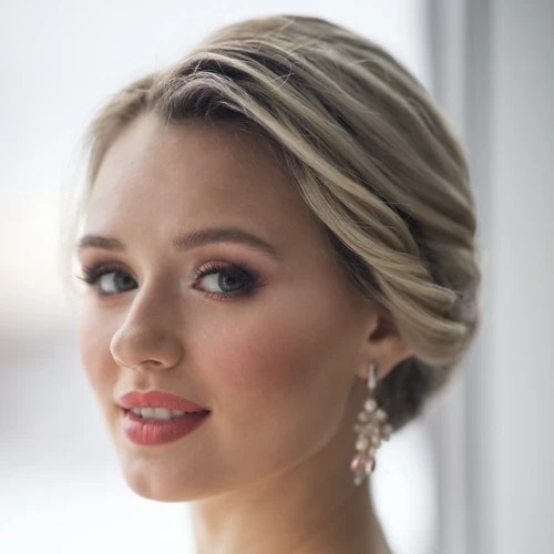 تصویر زنی با آرایش زیبا و گوشواره، مناسب برای کافه ترانه و موزیک ویدئو