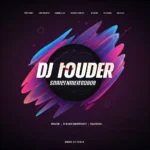 پوستر دی جی با طراحی رنگارنگ و عنوان DJ Louder. کافه ترانه، آهنگ جدید، موزیک ویدئو.