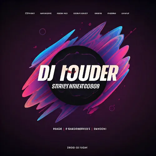 پوستر دی جی با طراحی رنگارنگ و عنوان DJ Louder. کافه ترانه، آهنگ جدید، موزیک ویدئو.